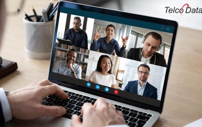 Close-up of an online meeting happening with 6 people on the screen.