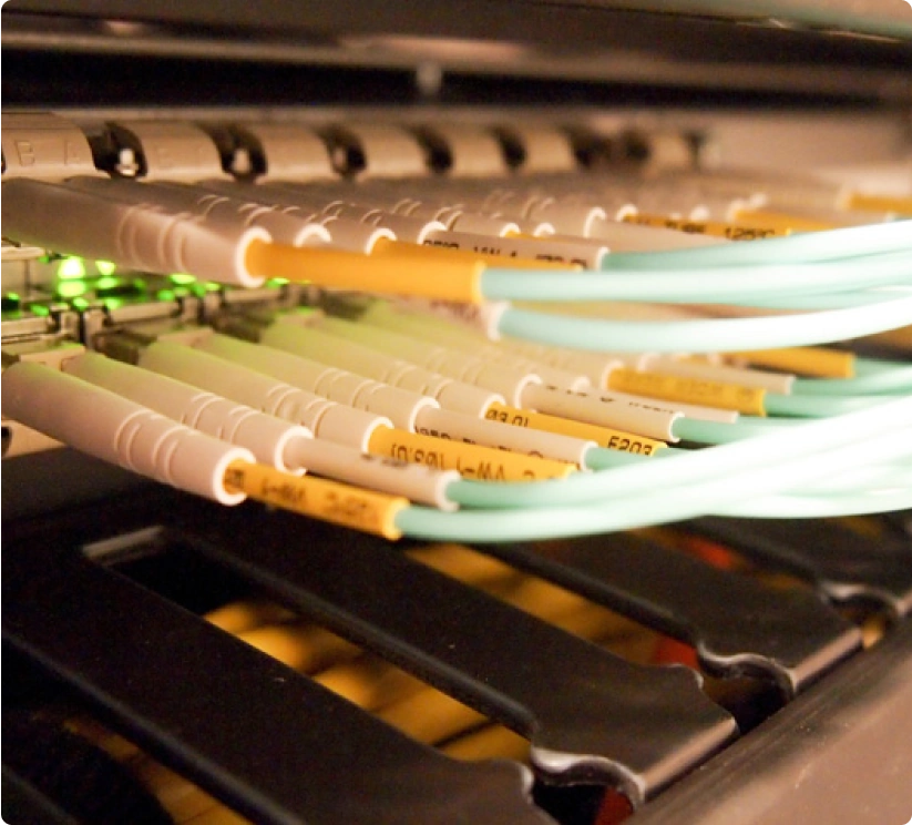 Close-up of cabling design and installation work by Telco Data.